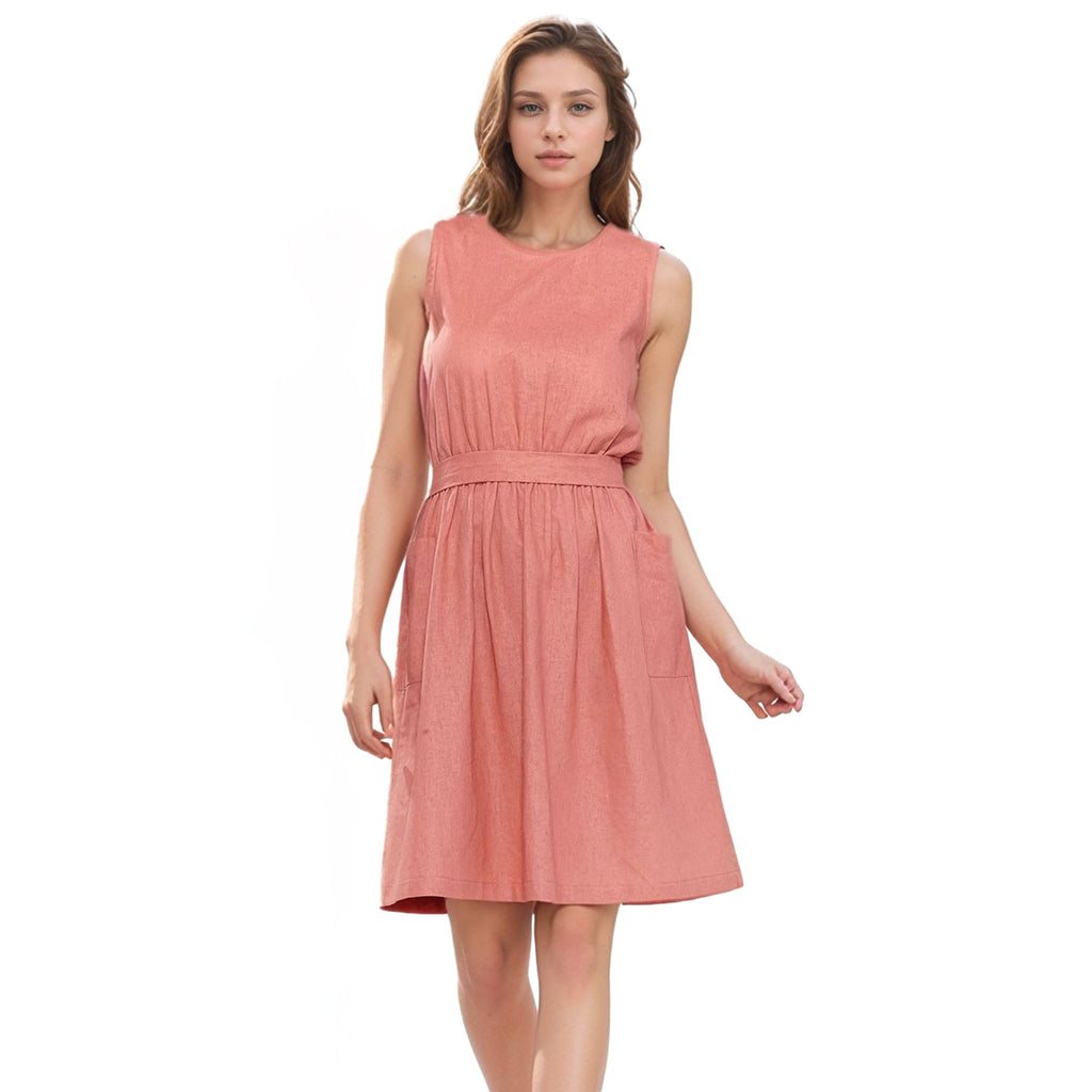 Pleione Women's Sleeveless Pocketed Midi Dress