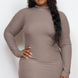 Plus Size Ribbed Long Sleeve Mock Neck Mini Bodycon Dress