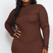 Plus Size Ribbed Long Sleeve Mock Neck Mini Bodycon Dress