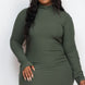 Plus Size Ribbed Long Sleeve Mock Neck Mini Bodycon Dress