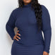 Plus Size Ribbed Long Sleeve Mock Neck Mini Bodycon Dress