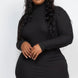 Plus Size Ribbed Long Sleeve Mock Neck Mini Bodycon Dress
