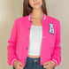 Ezwear Letter Patched Crop Varsity Jacket