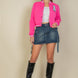 Ezwear Letter Patched Crop Varsity Jacket