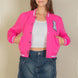 Ezwear Letter Patched Crop Varsity Jacket