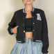 Ezwear Letter Patched Crop Varsity Jacket