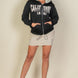 Graphic Drop Shoulder Zipper Up Hoodie
