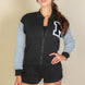Letter Patched Striped Trim Varsity Jacket