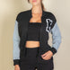 Letter Patched Striped Trim Varsity Jacket