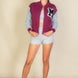 Letter Patched Striped Trim Varsity Jacket
