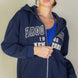 Graphic Drop Shoulder Zipper Up Hoodie