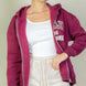 Graphic Drop Shoulder Zipper Up Hoodie