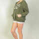 Graphic Drop Shoulder Zipper Up Hoodie