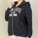 Graphic Drop Shoulder Zipper Up Hoodie