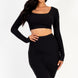Ribbed Long Sleeve Crop Top & Skirt Set