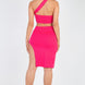 Sexy Solid One Shoulder Crop Top & Split Thigh Midi Skirt Set