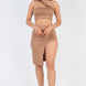 Sexy Solid One Shoulder Crop Top & Split Thigh Midi Skirt Set