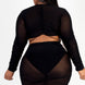 Plus Size Sheer Mesh Tie Front Crop Top & Ruched Side Mini Dress