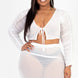 Plus Size Sheer Mesh Tie Front Crop Top & Ruched Side Mini Dress