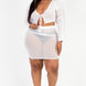 Plus Size Sheer Mesh Tie Front Crop Top & Ruched Side Mini Dress
