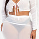 Plus Size Sheer Mesh Tie Front Crop Top & Ruched Side Mini Dress