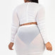 Plus Size Sheer Mesh Tie Front Crop Top & Ruched Side Mini Dress