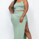 Plus Size Cami Crop Top & Ruched Side Split Hem Midi Skirt Set