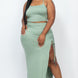 Plus Size Cami Crop Top & Ruched Side Split Hem Midi Skirt Set