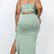 Plus Size Cami Crop Top & Ruched Side Split Hem Midi Skirt Set