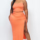 Plus Size Cami Crop Top & Ruched Side Split Hem Midi Skirt Set