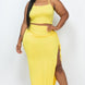 Plus Size Cami Crop Top & Ruched Side Split Hem Midi Skirt Set