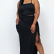 Plus Size Cami Crop Top & Ruched Side Split Hem Midi Skirt Set