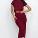 Short Sleeve Ribbed Top & Midi Skirt Set