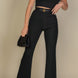 Ribbed Cropped Top And Bootcut Pants Sets