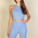 Ribbed Cropped Top And Bootcut Pants Sets
