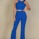 Ribbed Cropped Top And Bootcut Pants Sets
