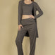 Flat Back Rib 3 Pieces Cami Top With Pants And Long Cardigan Set