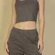 Flat Back Rib 3 Pieces Cami Top With Pants And Long Cardigan Set