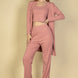 Flat Back Rib 3 Pieces Cami Top With Pants And Long Cardigan Set