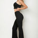 Bustier Crop Top & Front Slit Wide Leg Pants Set