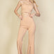 Bustier Crop Top & Front Slit Wide Leg Pants Set