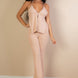 Split Front Backless Halter Top & Flare Pants Set