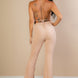 Split Front Backless Halter Top & Flare Pants Set