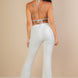 Split Front Backless Halter Top & Flare Pants Set