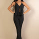 Split Front Backless Halter Top & Flare Pants Set