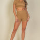Ribbed Collared Short Sleeve Crop Top & Shorts Set