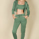 French Terry Cropped Cami With Zip-up Jacket And Joggers Set