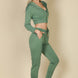French Terry Cropped Cami With Zip-up Jacket And Joggers Set