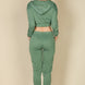 French Terry Cropped Cami With Zip-up Jacket And Joggers Set