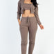French Terry Cropped Cami With Zip-up Jacket And Joggers Set